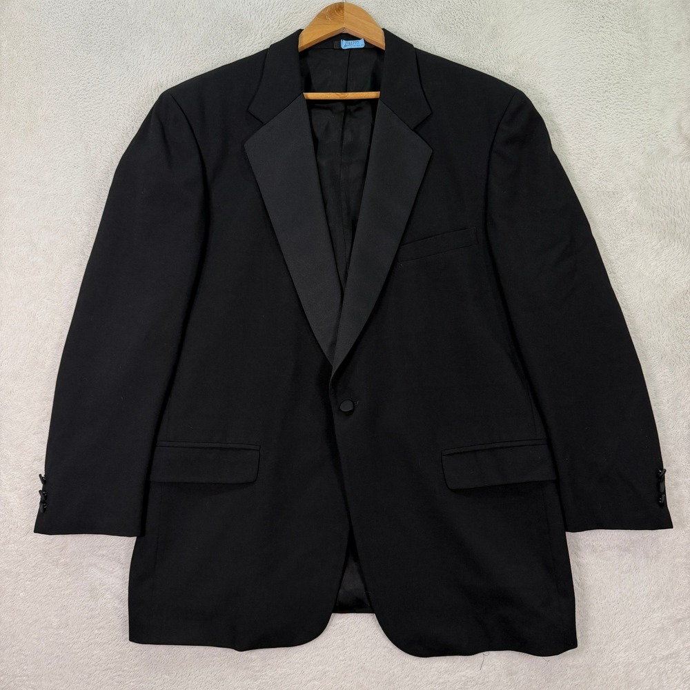 Vintage Jos A Bank Mens 46L Tuxedo Jacket Adult Black Notch Lapel Formal Wedding